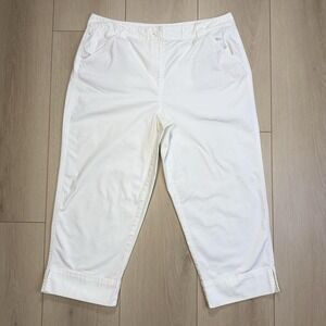 VTG Talbots Stretch Capri Pants‎ Women 14 Floral Damask Brown Pink Y2K Cotton